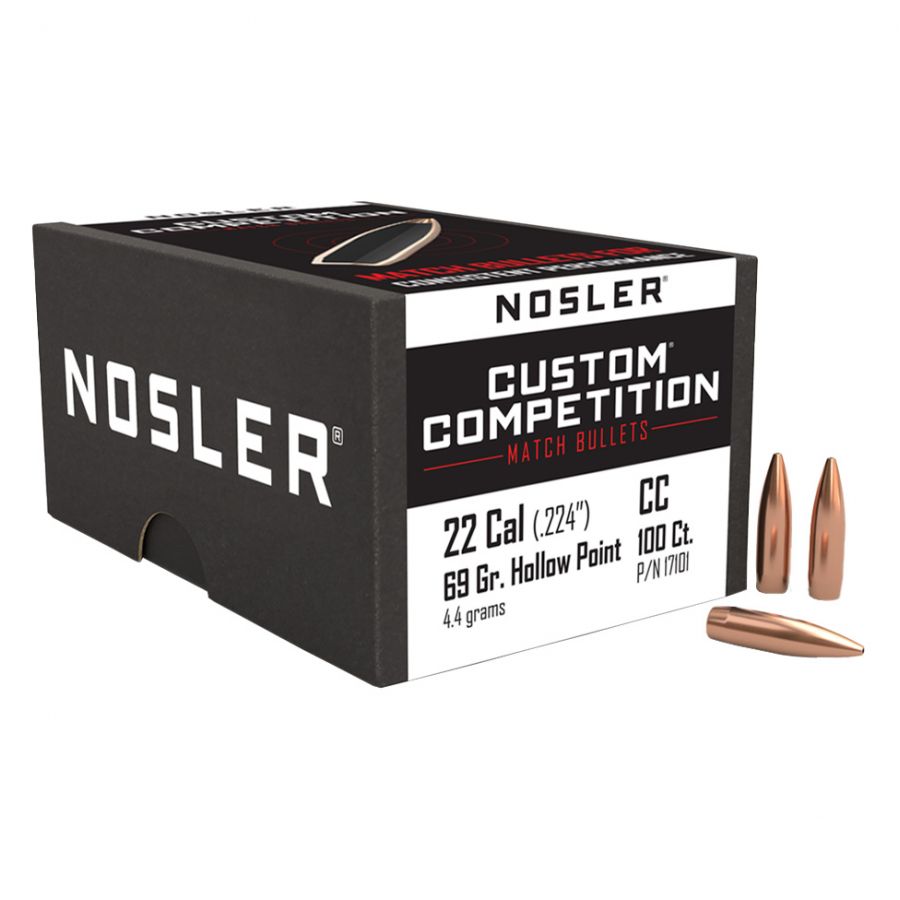 NOSLER HPBT CC .22 (.224) 69gr 100pcs bullet. 1/2