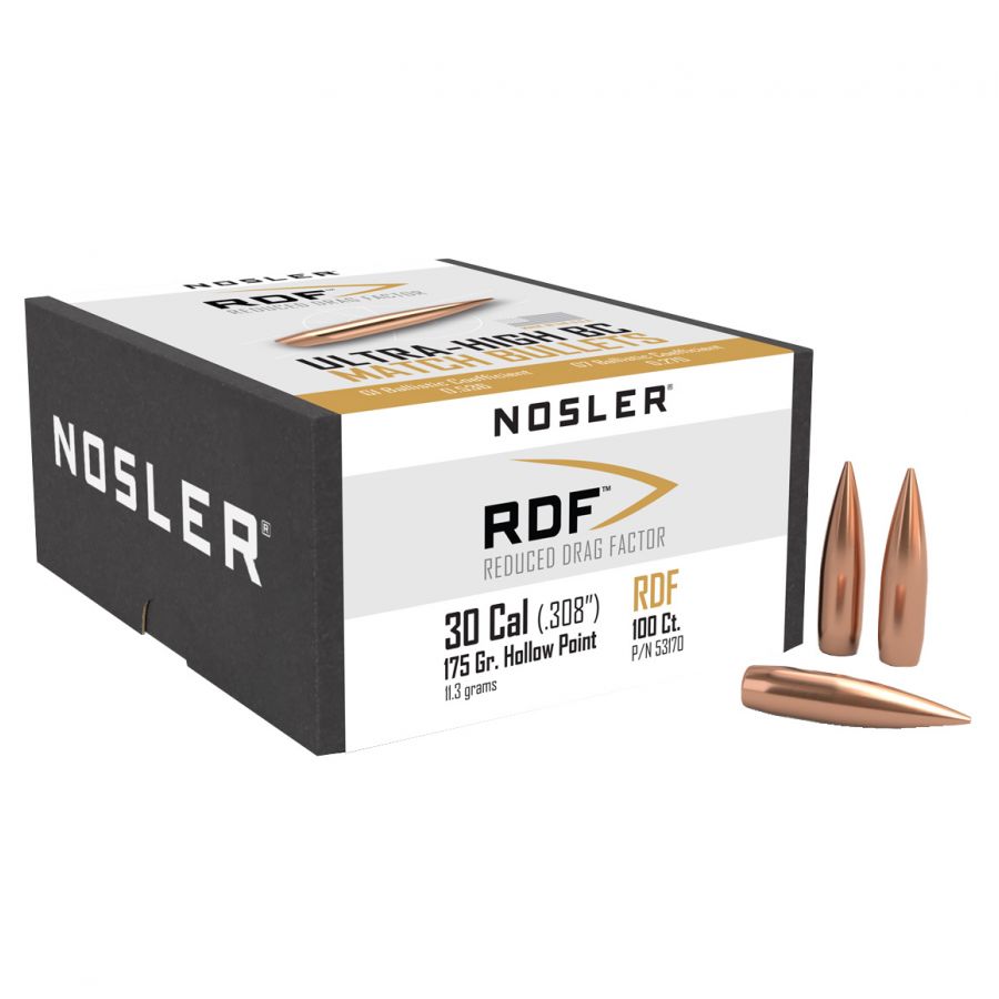 NOSLER HPBT RDF .30 (.308) 175gr 100pcs bullet. 1/2