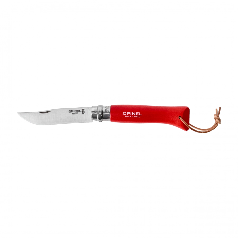 Nóż Opinel Colorama 08 inox grab czerwony z rzemieniem 1/5