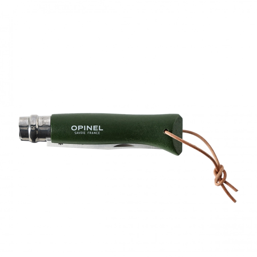 Nóż Opinel Colorama 08 inox grab khaki z rzemieniem 4/5