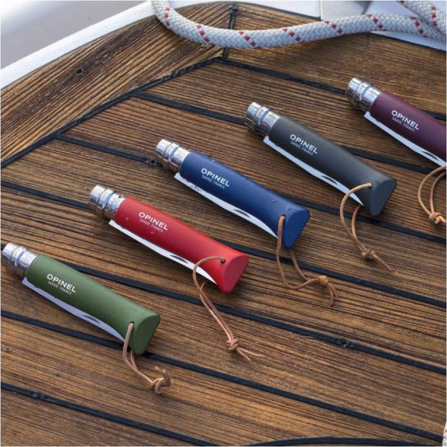 Nóż Opinel Colorama 08 inox grab khaki z rzemieniem 4/4