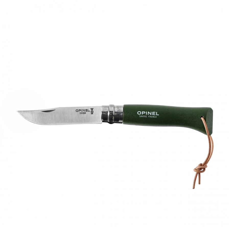 Nóż Opinel Colorama 08 inox grab khaki z rzemieniem 1/5