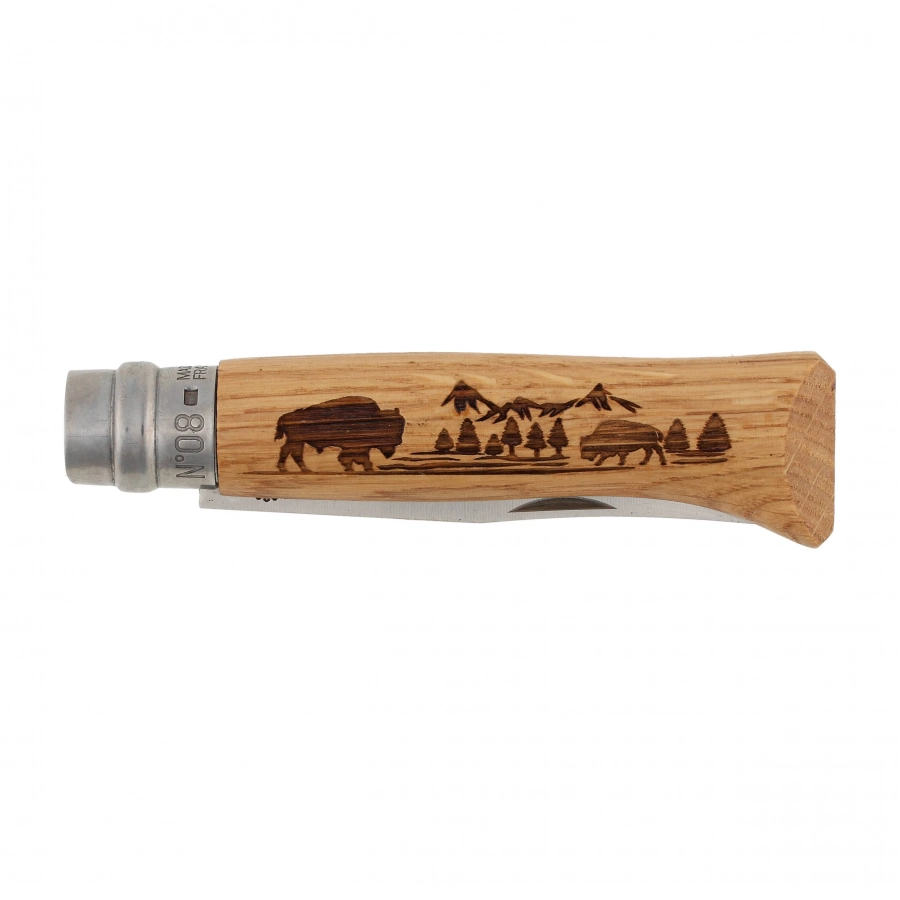 Nóż składany Opinel 8 inox dąb seria Animal - bizon 4/5