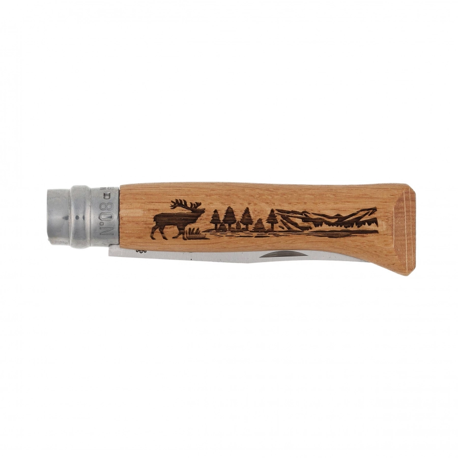 Nóż składany Opinel 8 inox dąb seria Animal - jeleń 4/5