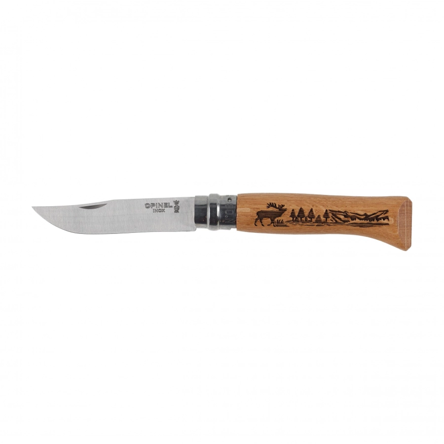 Nóż składany Opinel 8 inox dąb seria Animal - jeleń 1/5