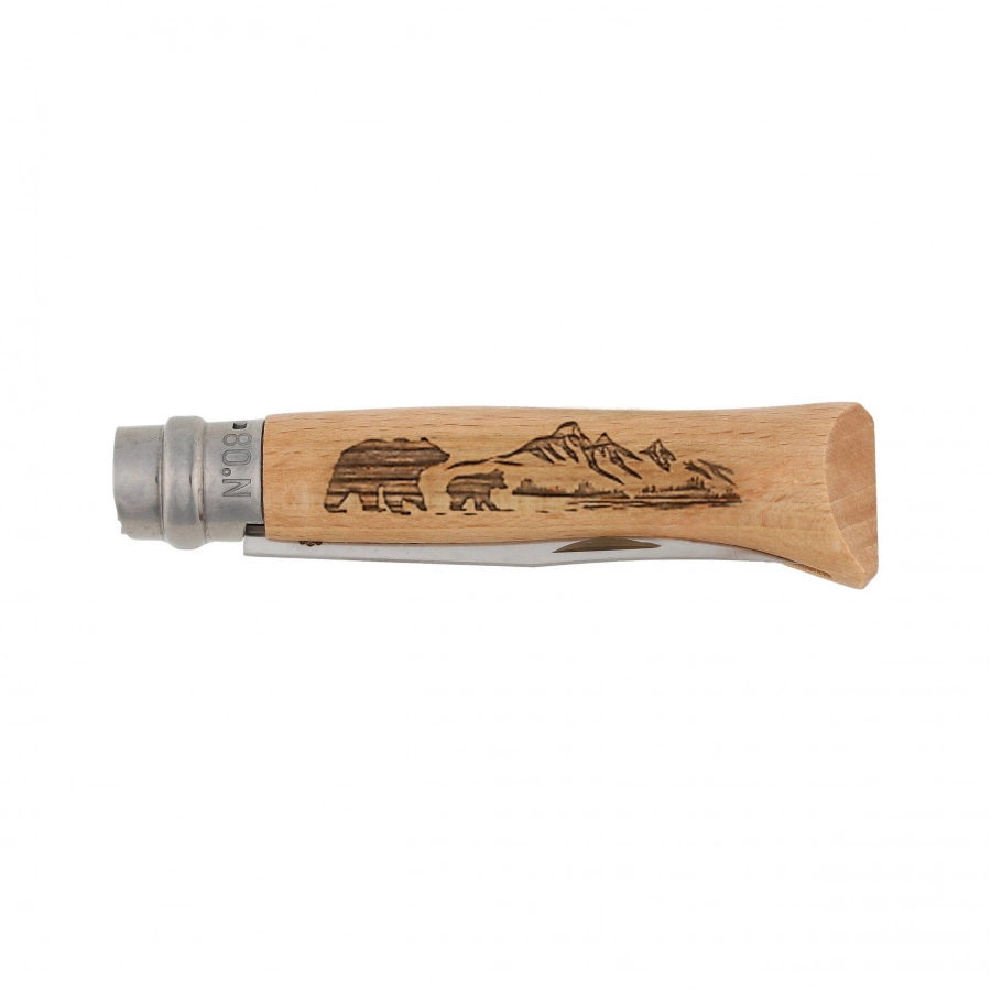 Nóż składany Opinel 8 inox dąb seria Animal - niedźwiedź 4/5