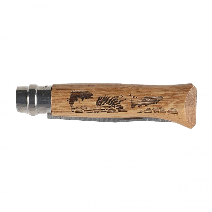 Nóż składany Opinel 8 inox dąb seria Animal - ryba 4/5