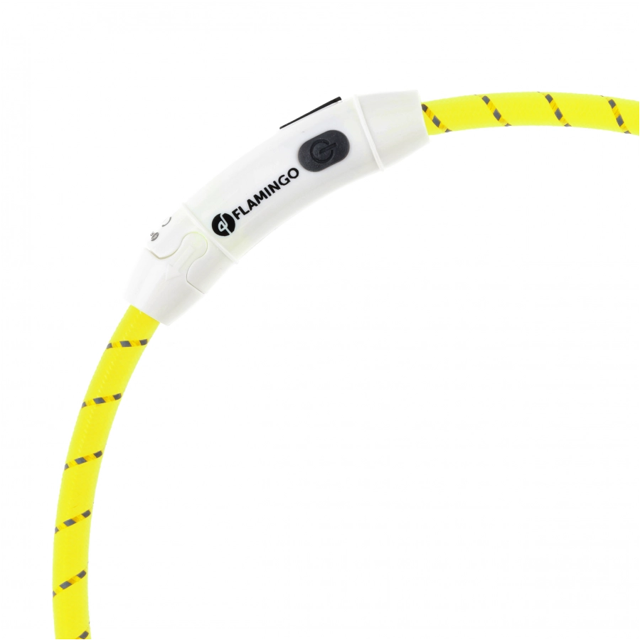 Obroża led dla psa Flamingo Leora żółta 3/4
