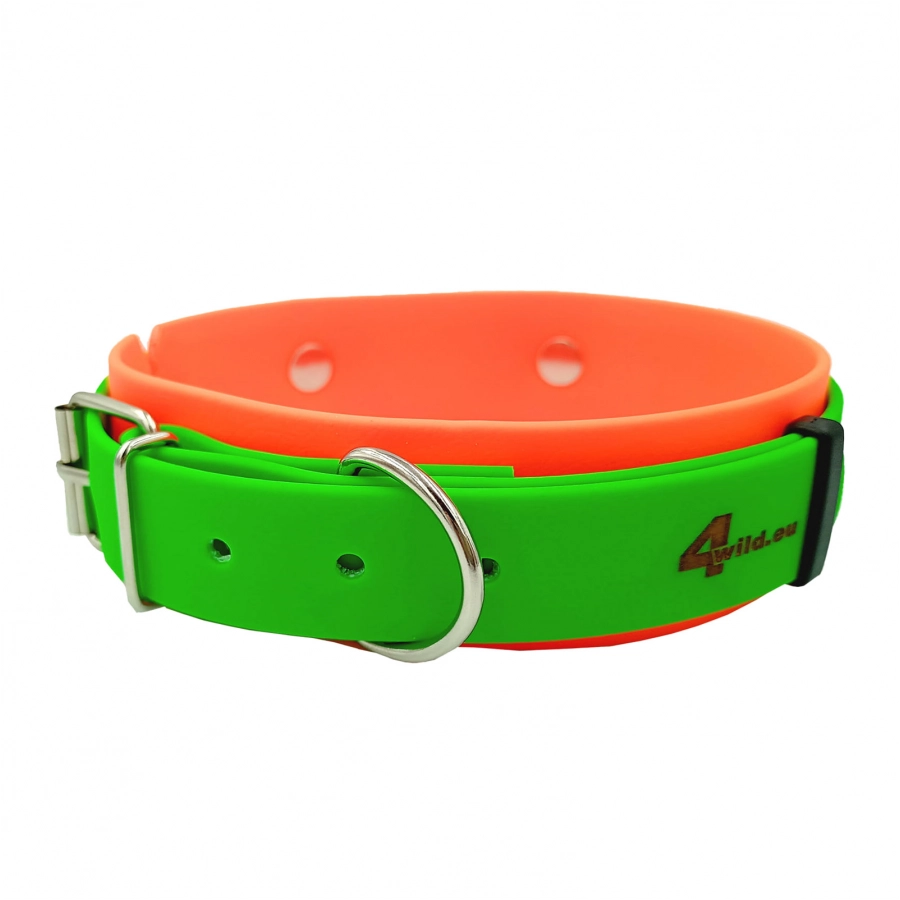 Obroża tropowa 4wild BioThane 38 mm 38-52 cm pomarańczowo - zielona 1/3