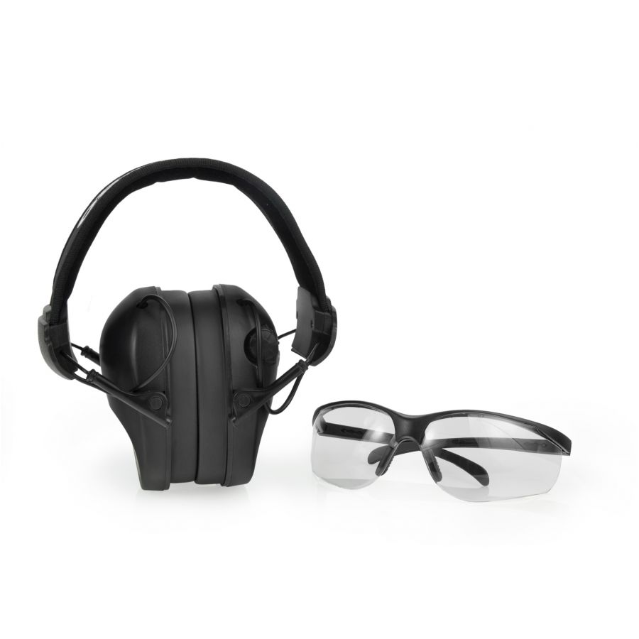 Ochronniki słuchu aktywne RealHunter Active PRO czarne + okulary 2/9