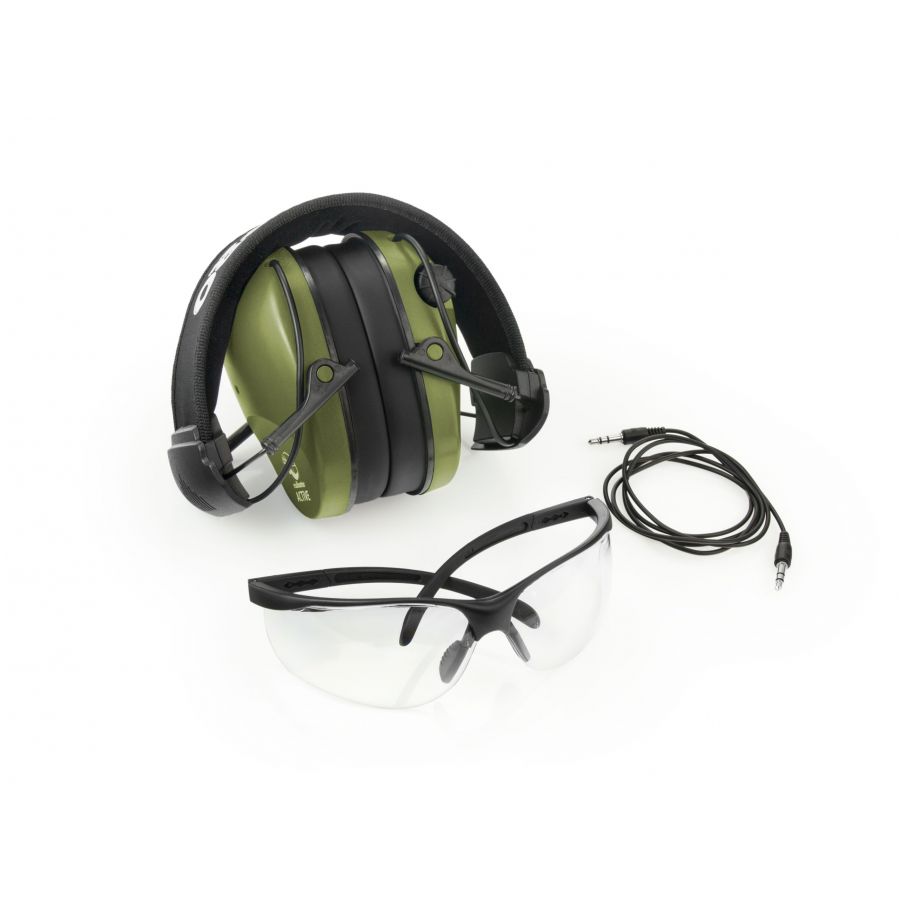 Ochronniki słuchu aktywne RealHunter Active PRO oliwkowe + okulary 3/9