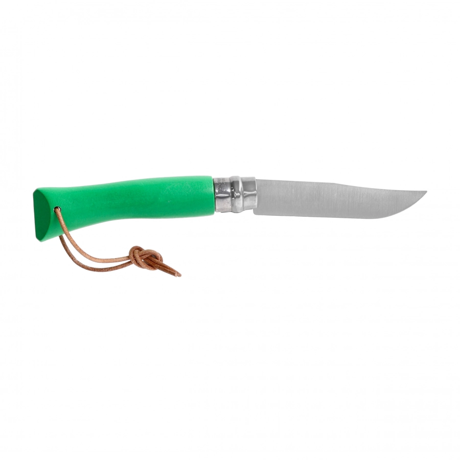 Opinel Colorama 07 inox grab green knife with thong 2/5