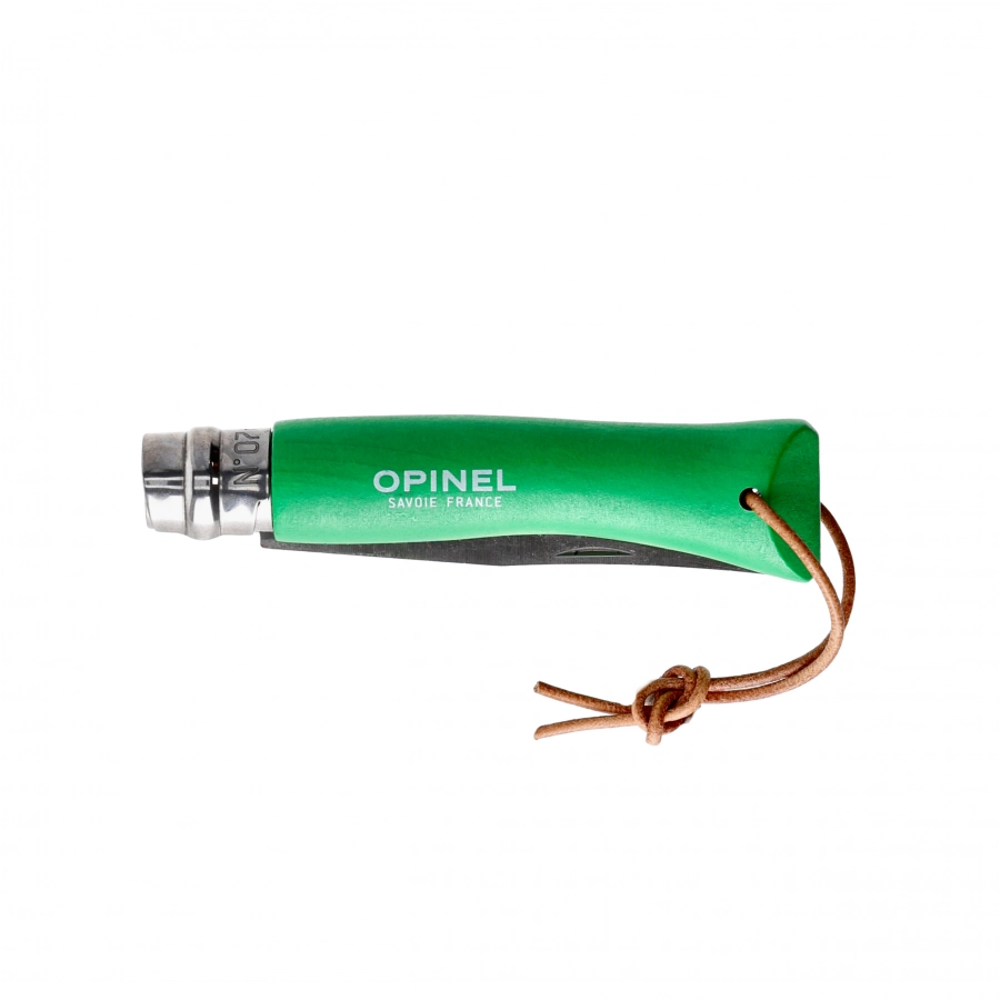 Opinel Colorama 07 inox grab green knife with thong 4/5