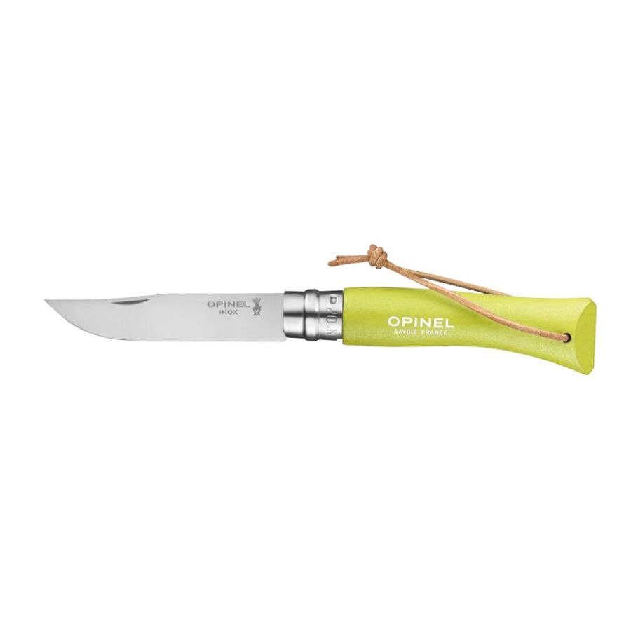 Opinel Colorama 07 inox j.green knife with thong 1/3