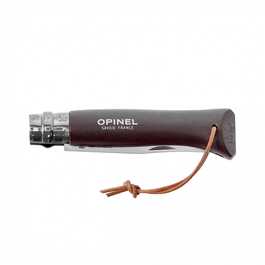 Opinel Colorama 08 inox grab brown knife with thong 4/5