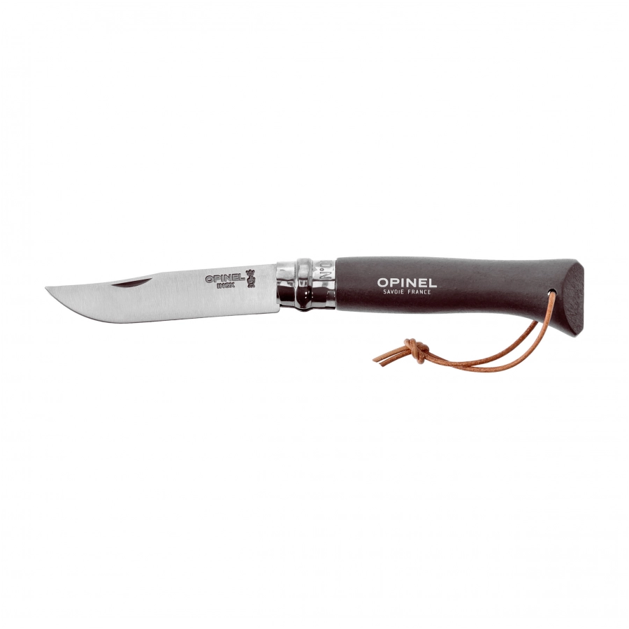 Opinel Colorama 08 inox grab brown knife with thong 1/5