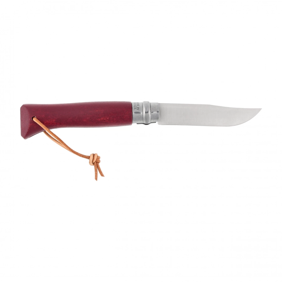 Opinel Colorama 08 inox grab maroon knife with thong 2/5