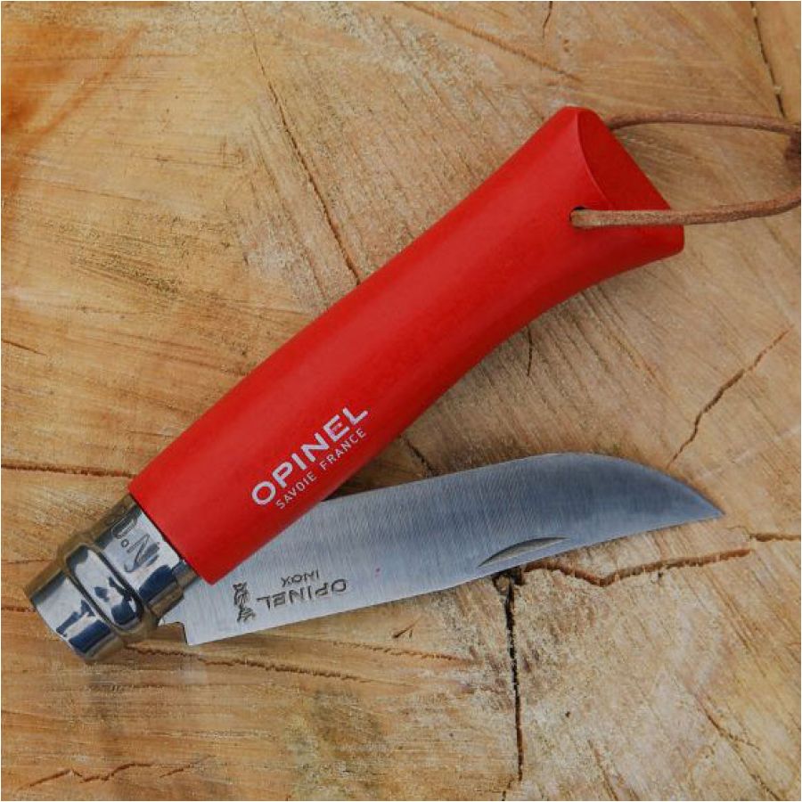 Opinel Colorama 08 inox grab red knife with thong 2/3