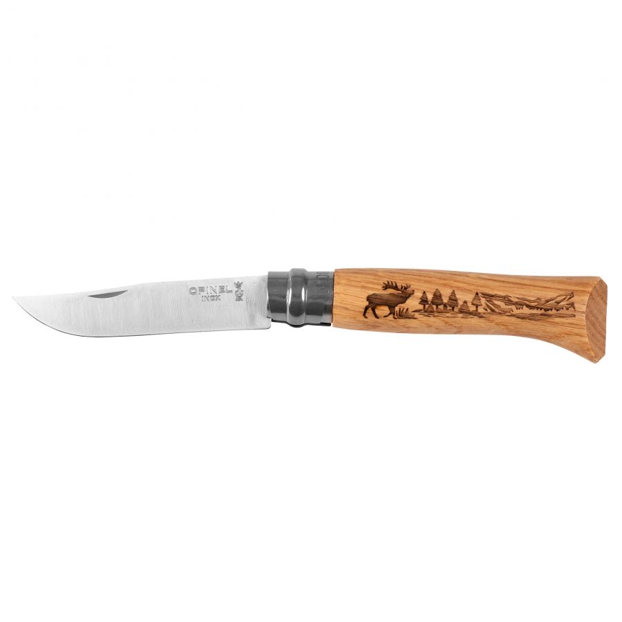 Opinel knife 8 inox oak Animal series - deer 1/3