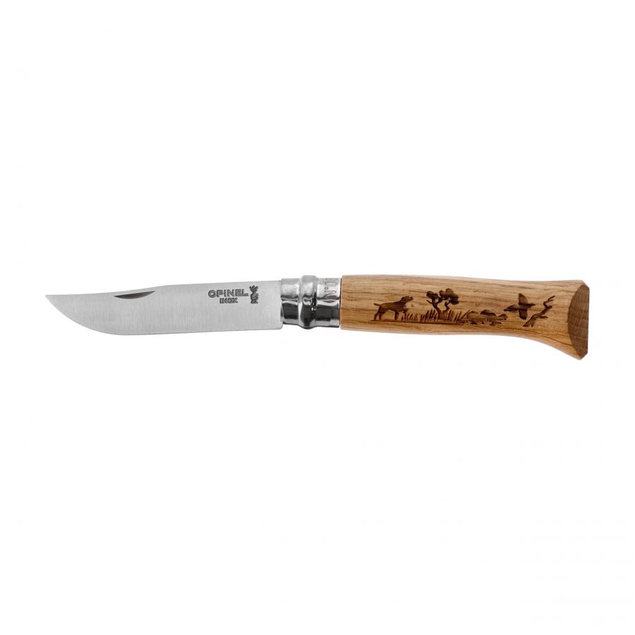 Opinel knife 8 inox oak Animal series - dog 1/5