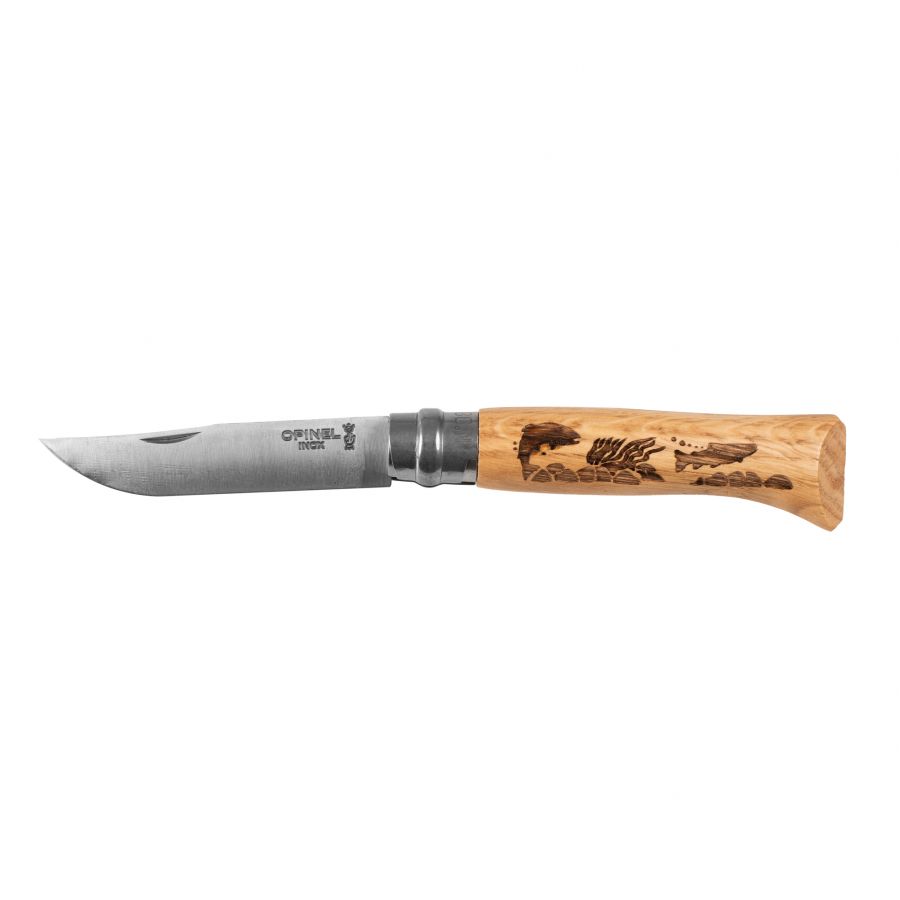 Opinel knife 8 inox oak Animal series - fish 1/3