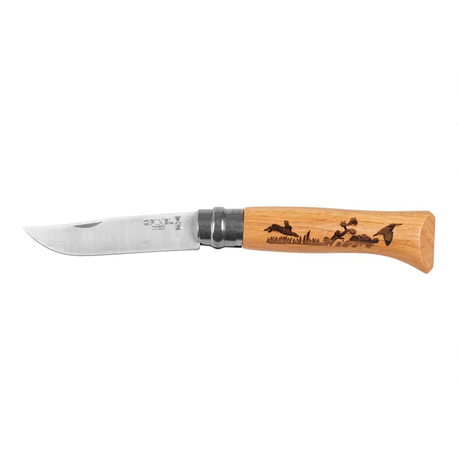 Opinel knife 8 inox oak Animal series - hare 1/3