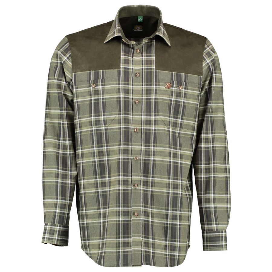 OS-Trachten men's olive shirt 1/4