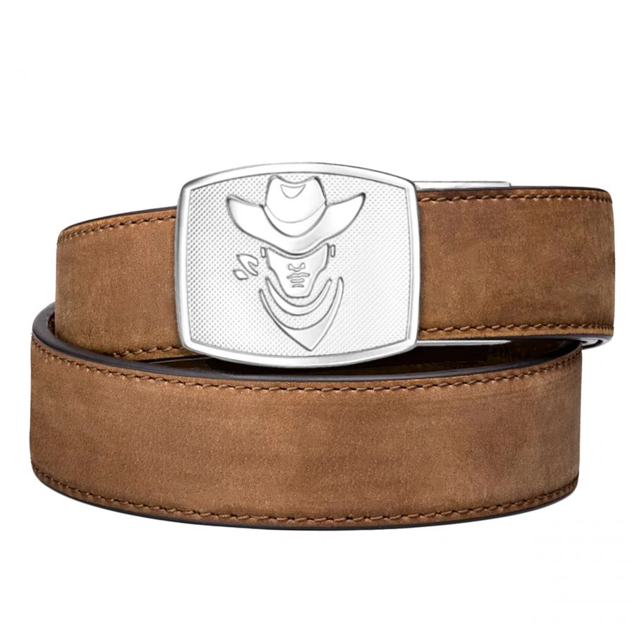 Pas Kore Essentials Cowboy Buckle Brown Buffalo Leather Gun Belt 1/1