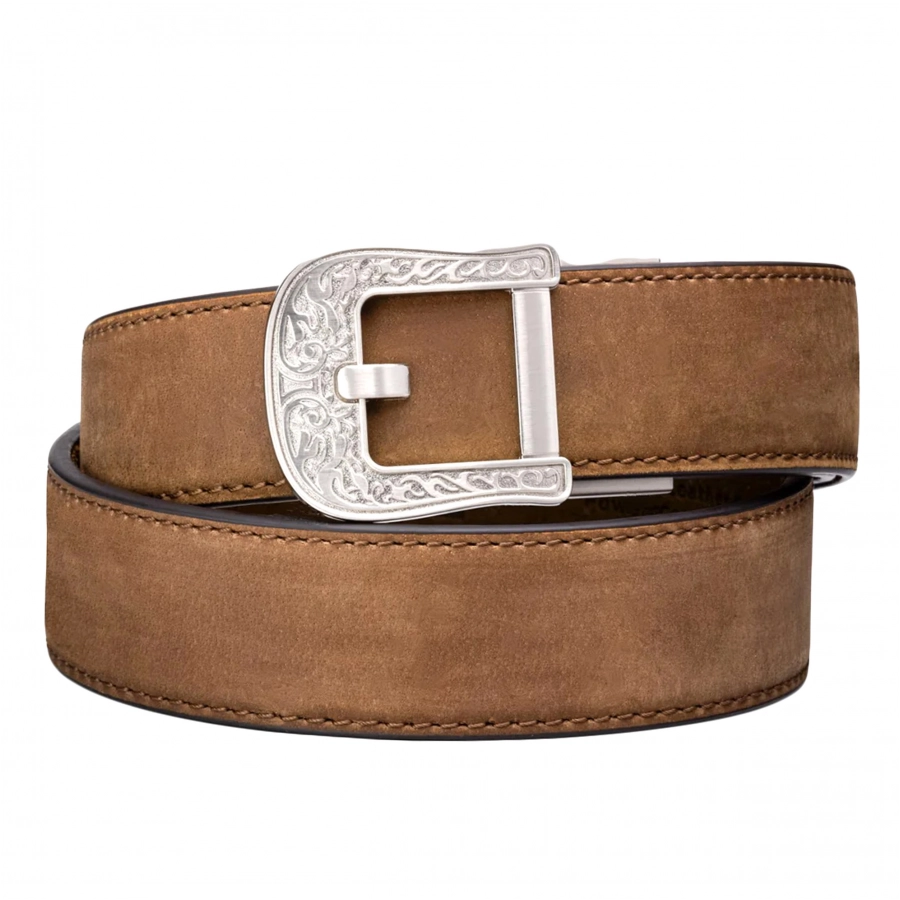 Pas Kore Essentials Rodeo Buckle Brown Buffalo Leather Gun Belt 1/1