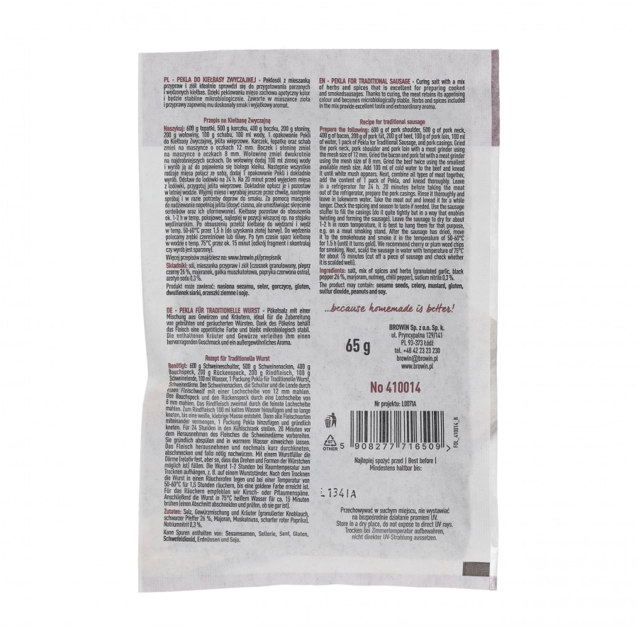 Peklosól Browin- peklosól do kiełbasy zwyczajnej 65 g 2/2