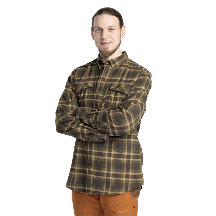 Pinewood Abisko men's flannel shirt, green 1/7