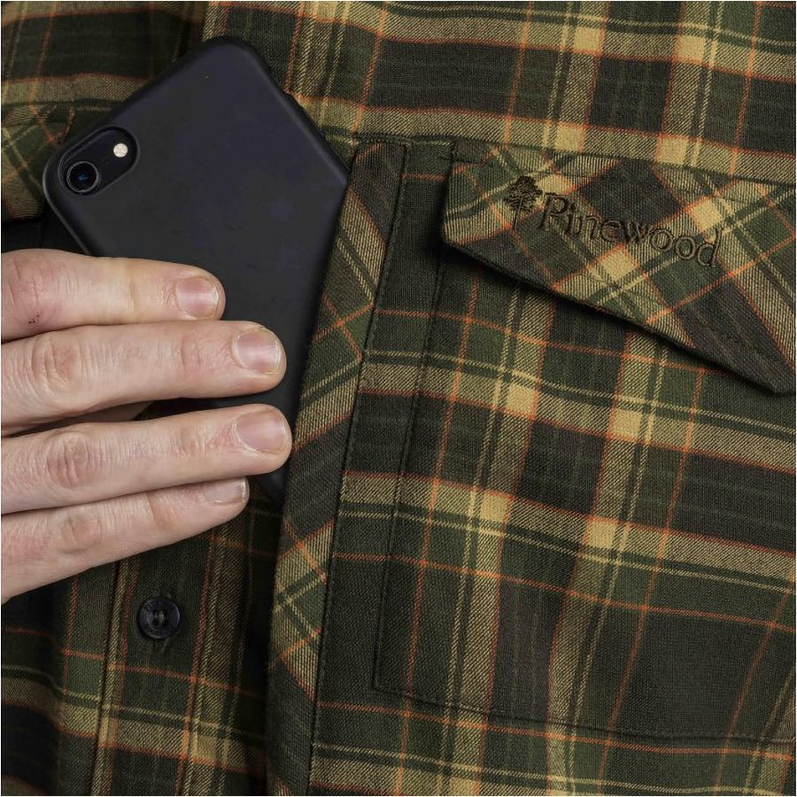 Pinewood Abisko men's flannel shirt, green 4/7