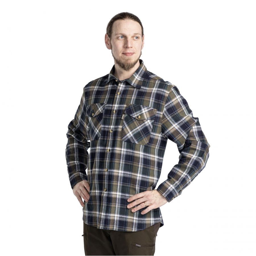 Pinewood men's flannel shirt Harjedalen, gr/zi 1/4