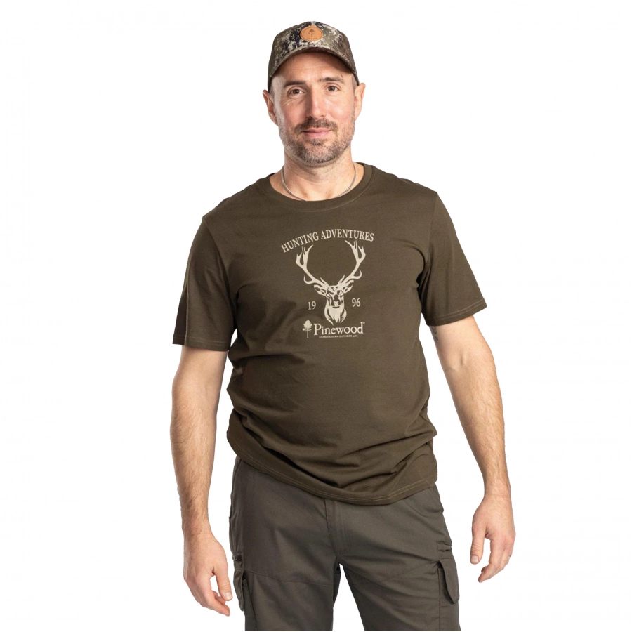 Pinewood Recycled Outdoor men's t-shirt, olive green 2/4