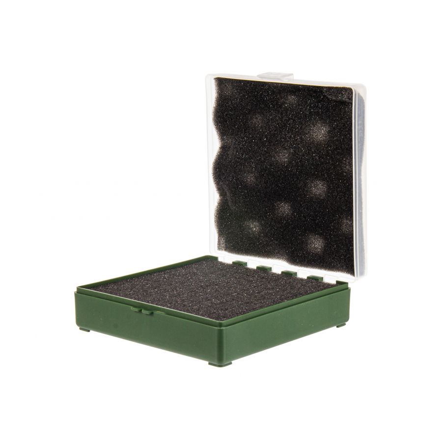 Pudełko Megaline 11x11x3,5 cm zielono-przezroczyste gąbka 1 szczęka rekina 1/3