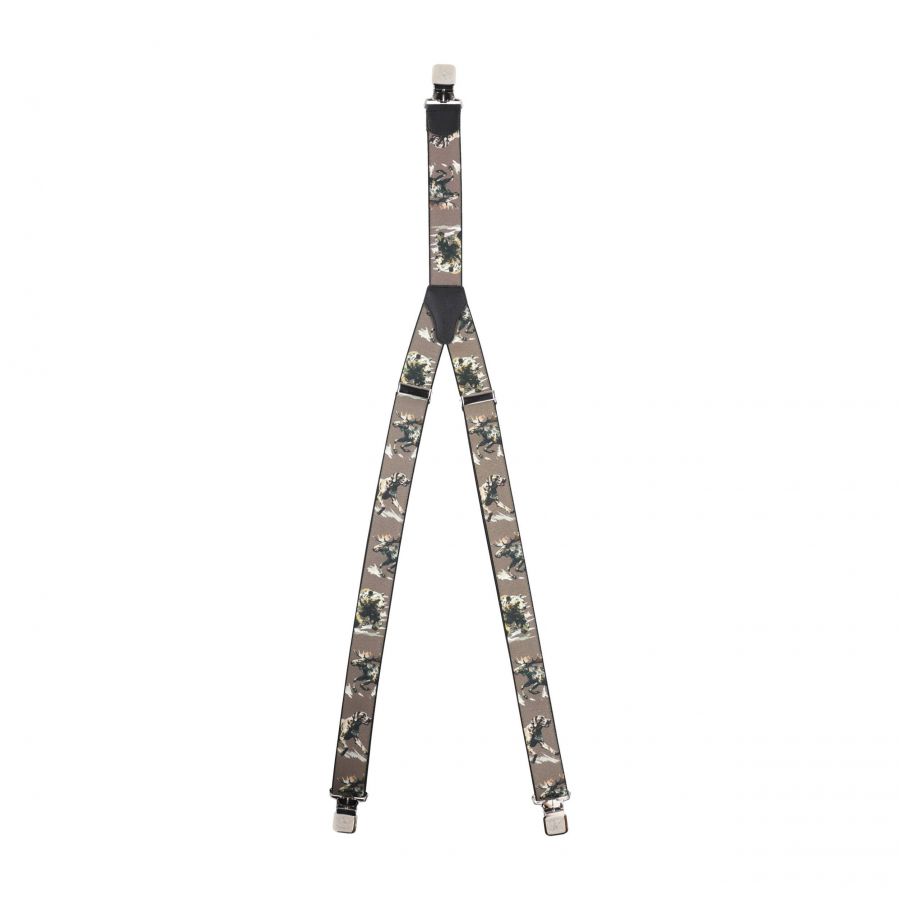 Ranger men's suspenders 4 cm, printed, grey 1/4