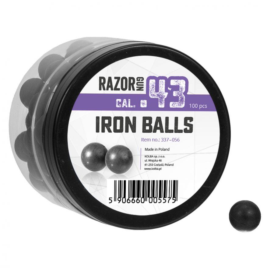 RazorGun .43 caliber rubber-metal balls / 100 pcs. for Umarex M&P9c TPM1 PPQ 1/2