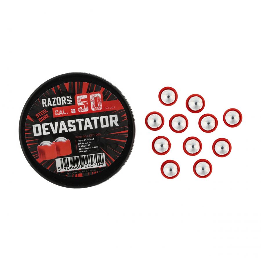 RazorGun Devastator .50 caliber Steel Core bullets / 60 pcs. for Umarex HDR50 3/16