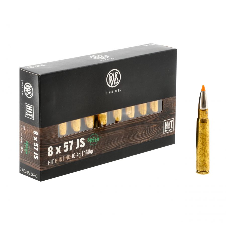 RWS ammunition cal.8x57 JS HIT 10,4g / 160 gr 1/4