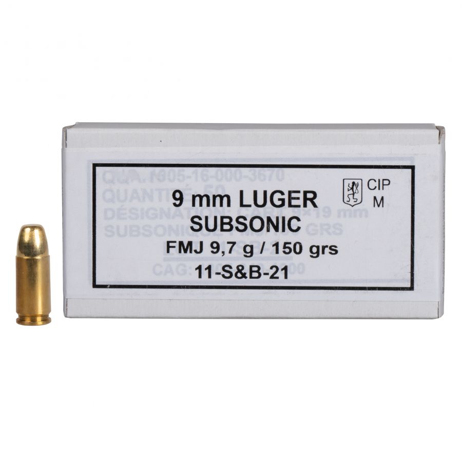 Sellier&amp;Bellot 9mm Luger 9.7g FMJ SUBSONI ammunition 1/1