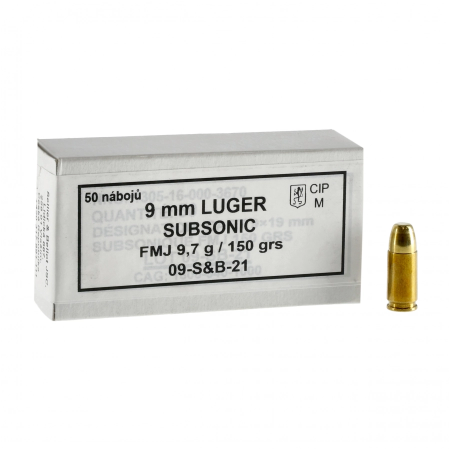 Sellier&amp;Bellot 9mm Luger 9.7g FMJ SUBSONI ammunition 1/4