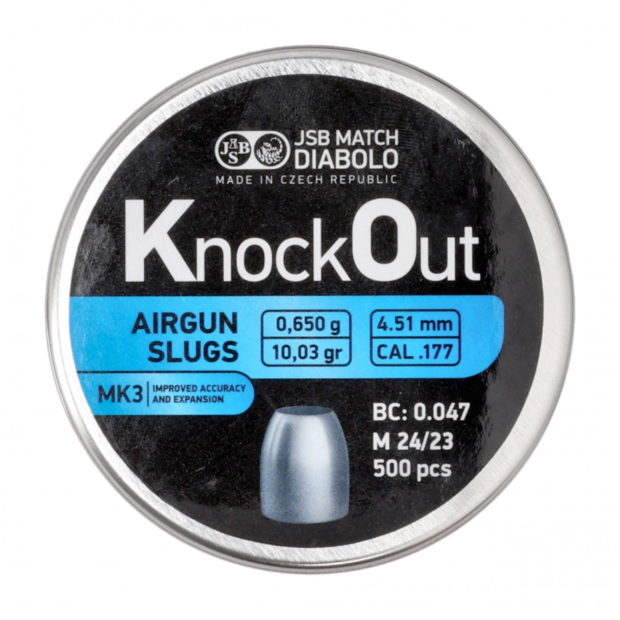 Śrut diabolo JSB KnockOut Slugs MK3 4,51 mm 500 szt. 1/4
