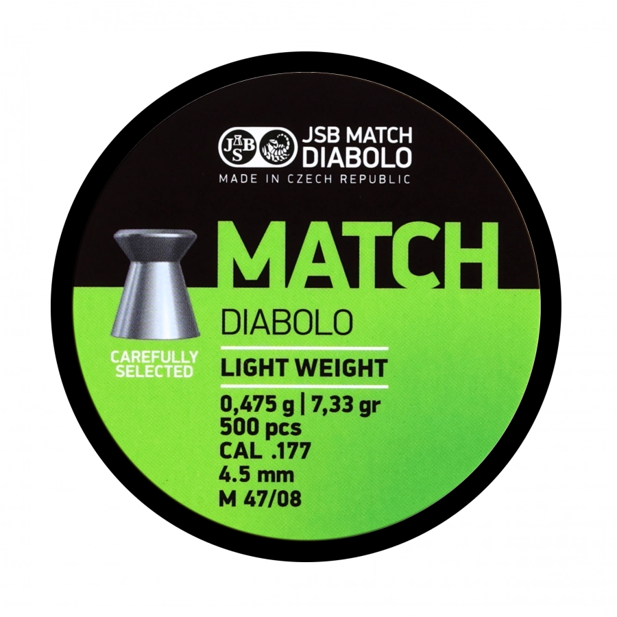 Śrut diabolo JSB Match Light 4,50 mm 500 szt. 0,475 g / 7,33 g 1/4