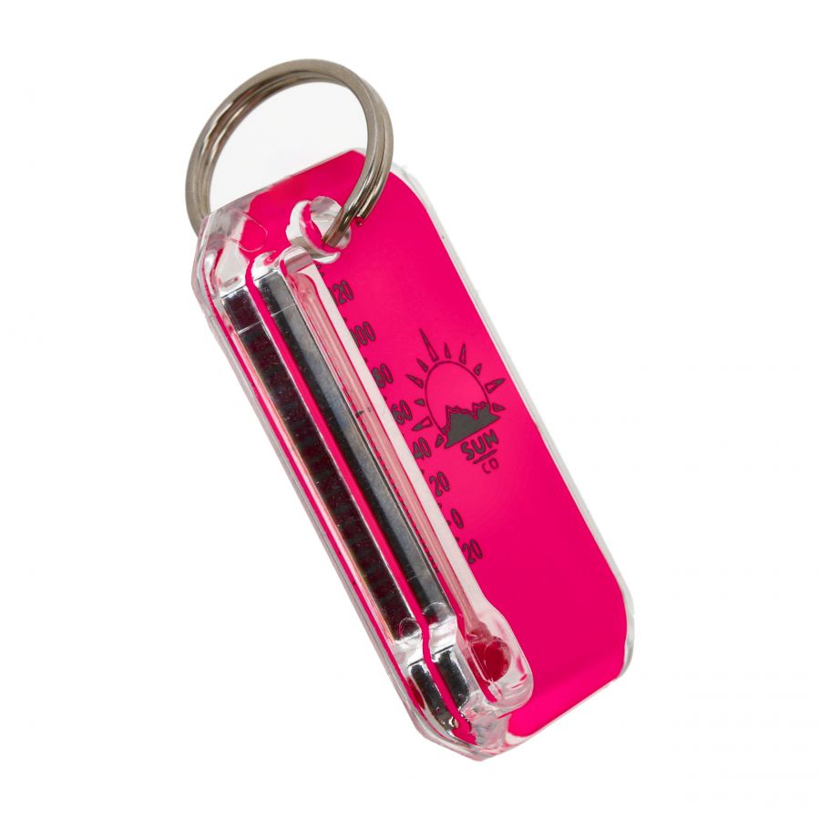 Sun Co. thermometer keychain. Zip-O-Gage Neon pink 1/3