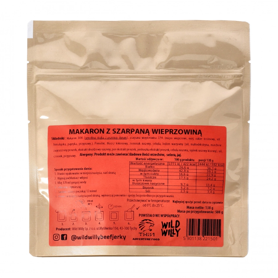 Szarpana wieprzowina w pomidorach z makaronem Wild Willy 2/2