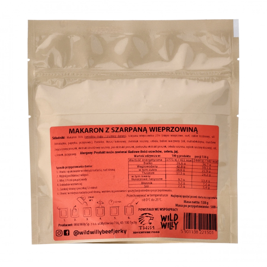 Szarpana wieprzowina w pomidorach z makaronem Wild Willy 2/2