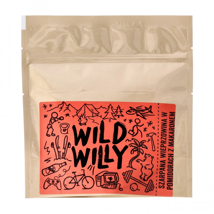Szarpana wieprzowina w pomidorach z makaronem Wild Willy 1/2