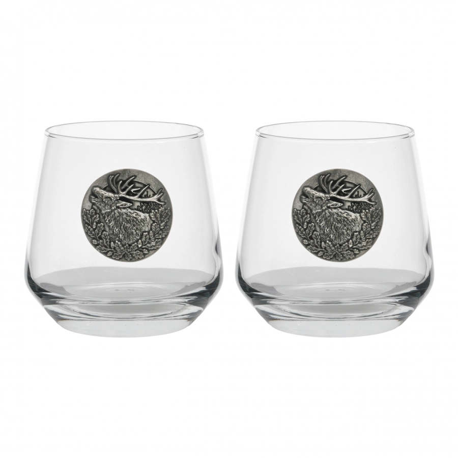 Szklanki do whisky Golden Fox Luna Jeleń zdobione odlewanym elementem 2szt. 1/5