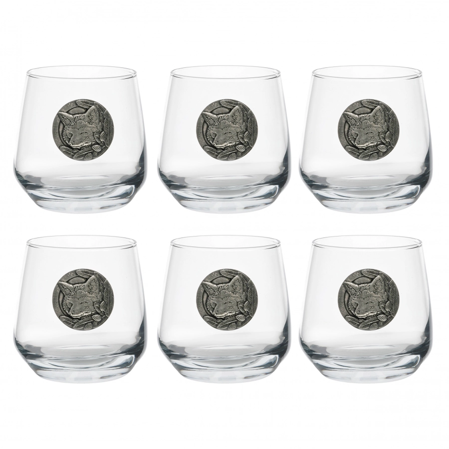 Szklanki do whisky Golden Fox Luna Lis zdobione odlewanym elementem 6 szt. 1/6