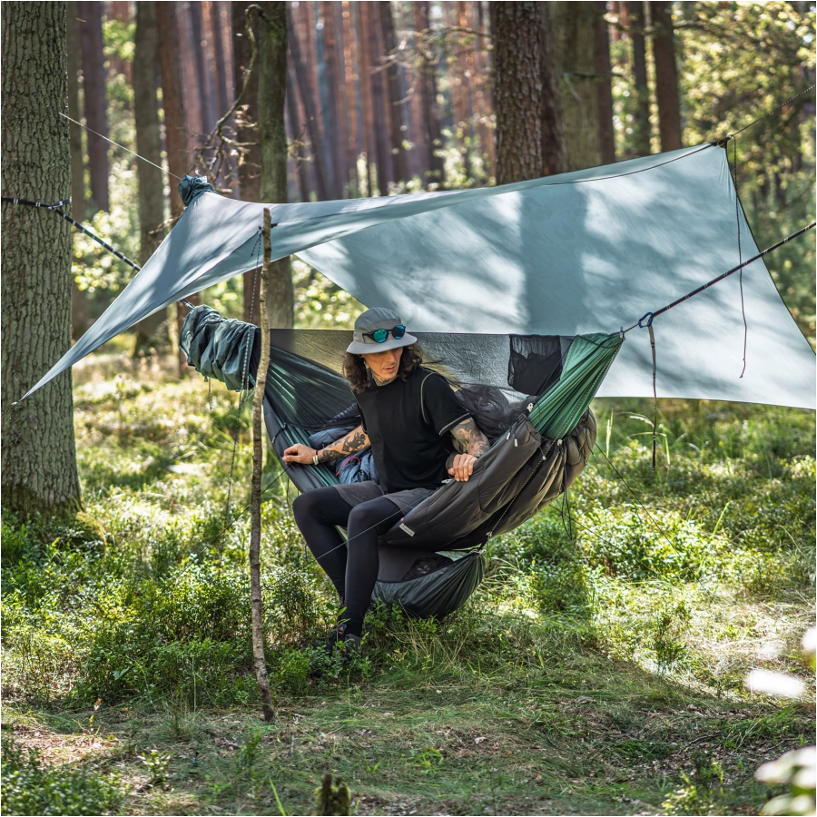 Lesovik HEKSA srebrny – praktyczny tarp hamakowy